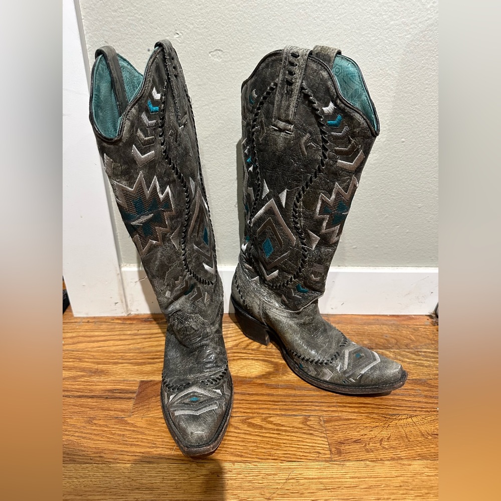 Ladies 6 1/2 Corral Vintage Grey Western Cowboy Boots